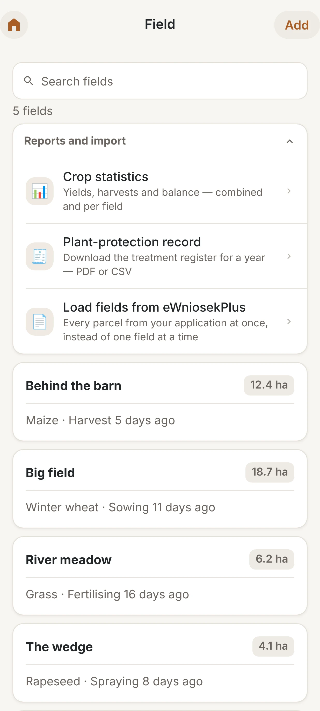 Fields with reports and plot import